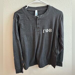Gamma Phi Beta Long Sleeve Button-up Grey Shirt